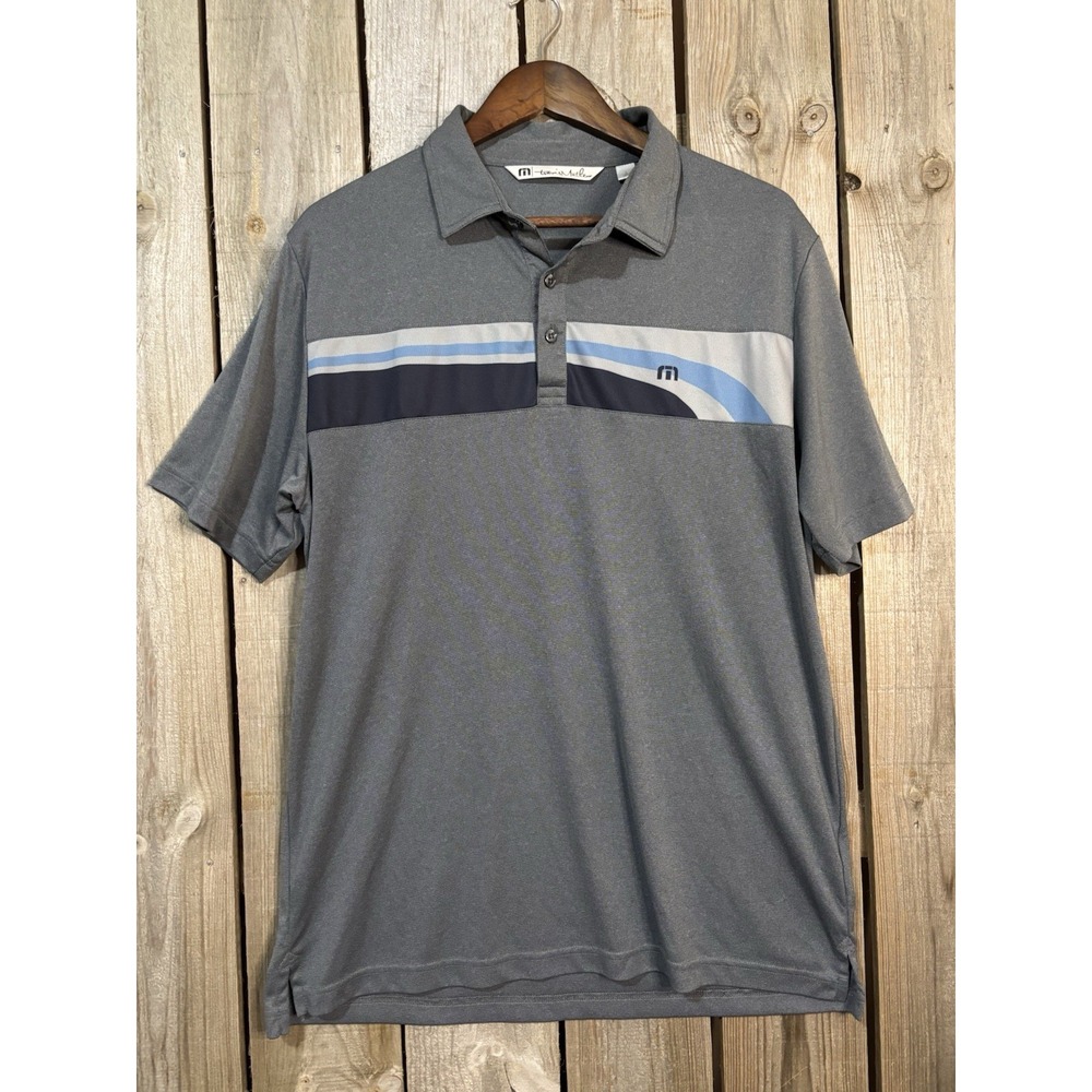 TravisMathew Gray Stripe Performance‎ Golf Polo Men's Large ⛳️